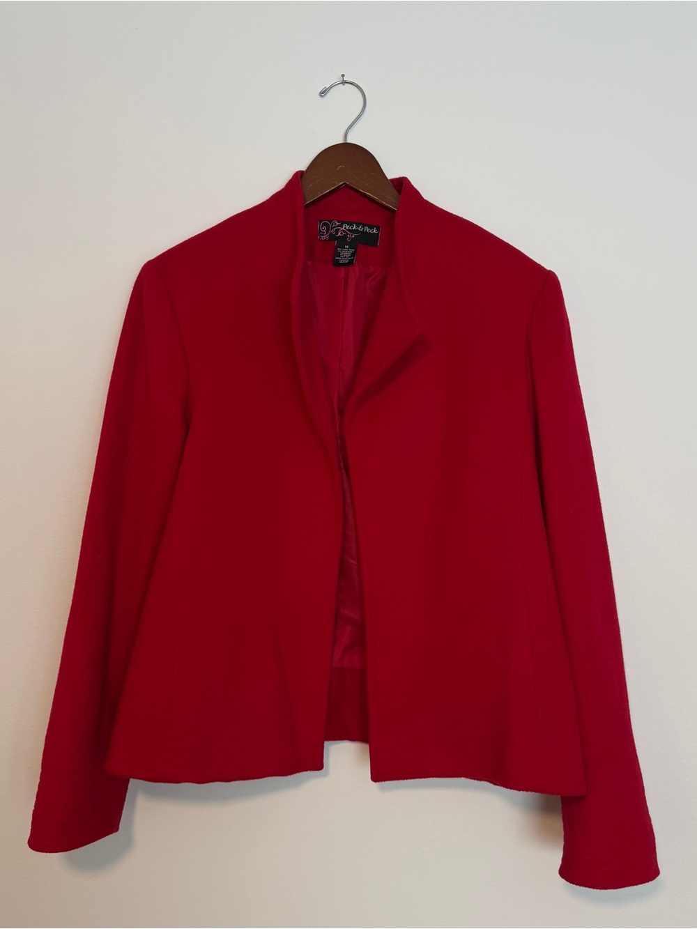 Red Wool Cashmere Jacket Coat Women 14 French Minimalist Workwear Old Money Chic